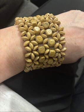 Boho style Handcrafted Tan Beaded Stretch Bracelet
